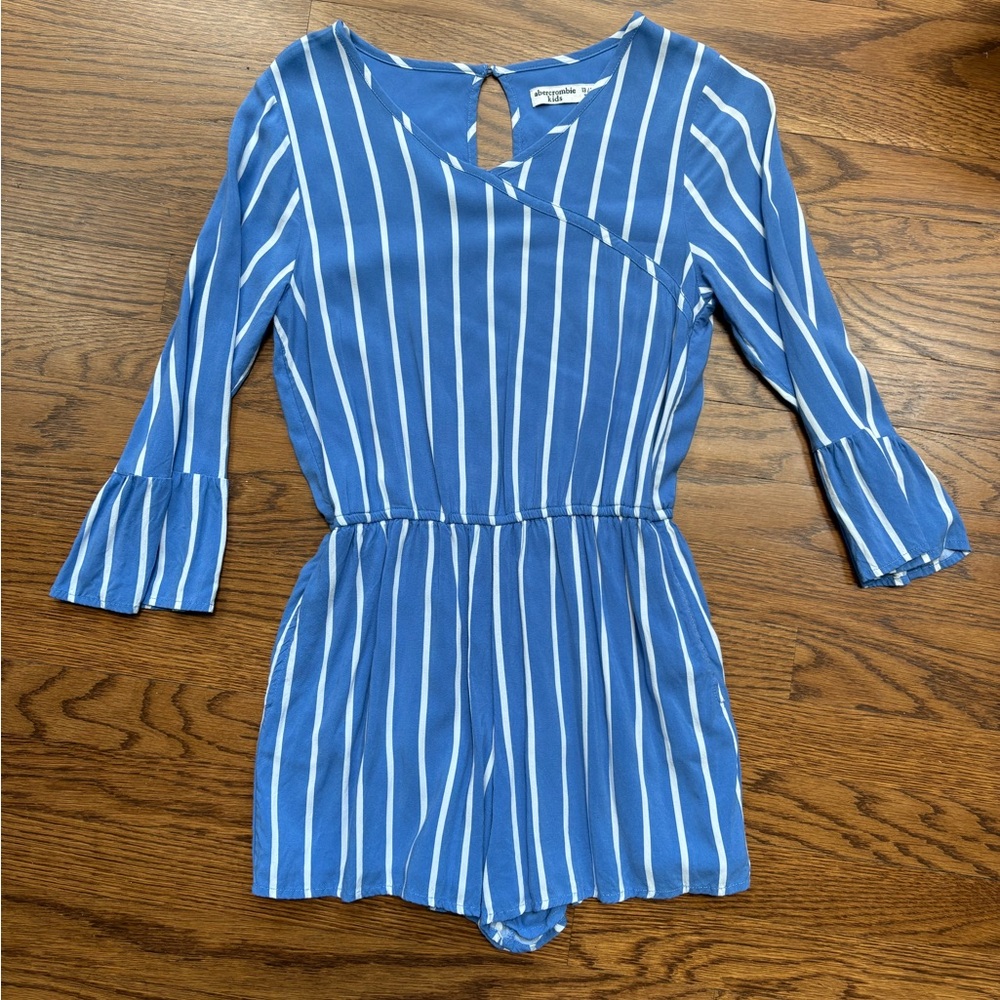 Abercrombie Kids Blue and White Striped Romper